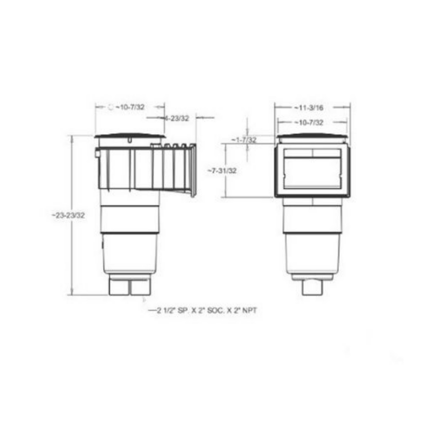 AquaStar Pool Products SKR205 Pool Skimmer for Inground Swimming Pool with Waterstop Face and Float Assembly