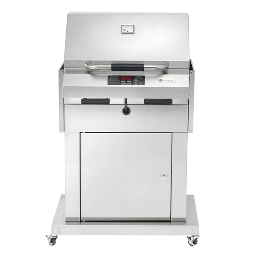 Electri-Chef Ruby 32-Inch Closed-Base Electric Grill with Stainless Steel Finish, Digital Control, and Fold-Down Side Shelves