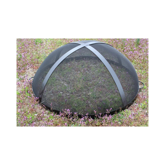 Fire Pit Art Spark Guard 36.0 featuring durable stainless steel mesh and sleek black finish.