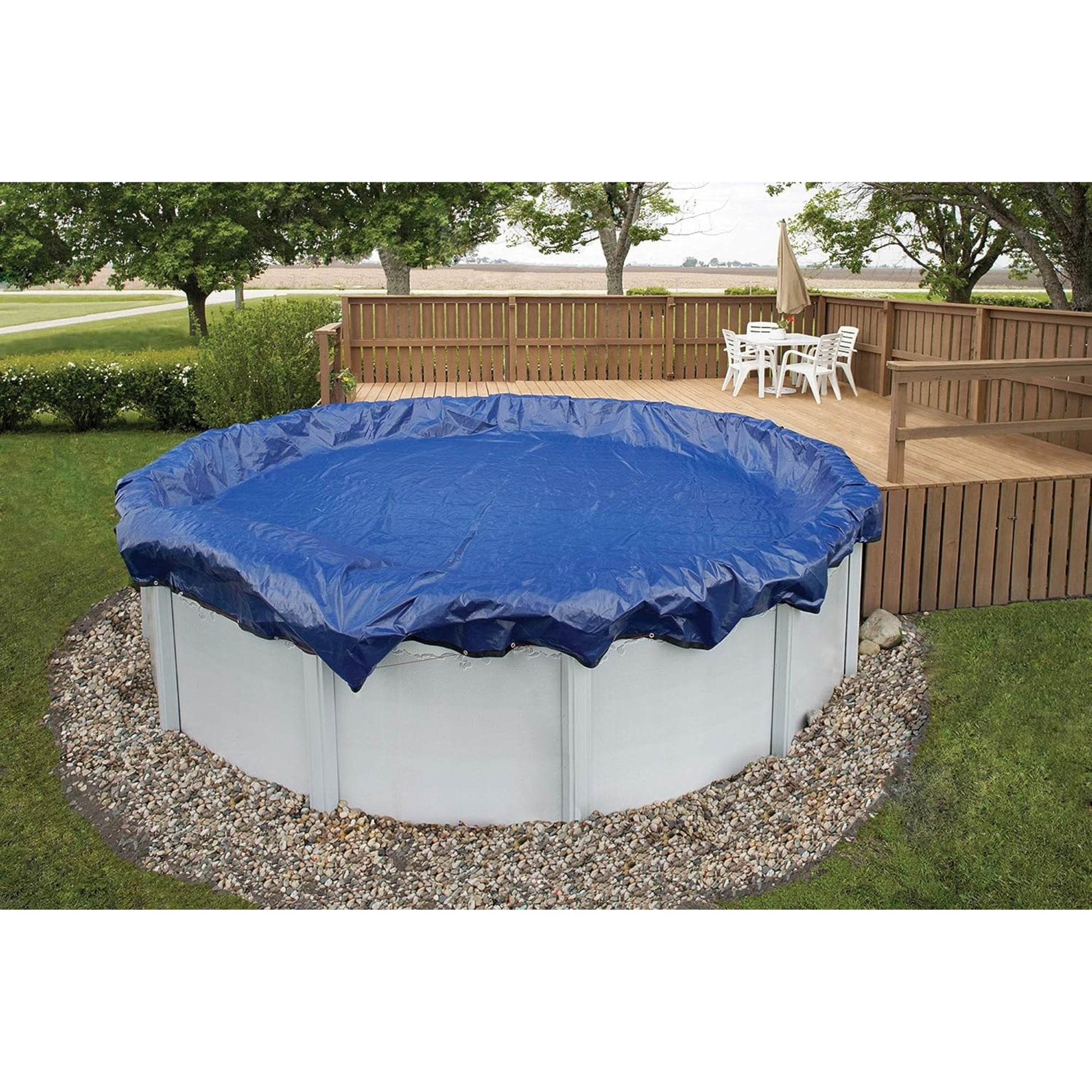 GLI 18 X 34-Feet Oval Classic Solid Above Ground Swimming Pool Cover With 3-Feet Overlap
