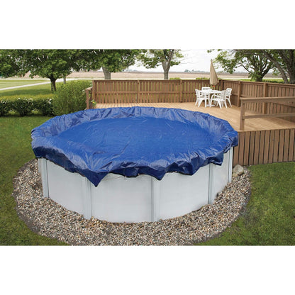 GLI 18 X 34-Feet Oval Classic Solid Above Ground Swimming Pool Cover With 3-Feet Overlap