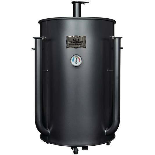 Gateway Drum Smoker 55 Gallon Charcoal BBQ Smoker in matte charcoal with precision air control and temperature gauge