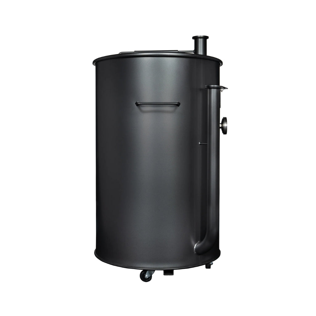 Gateway Drum Smoker 55 Gallon Charcoal BBQ Smoker in matte charcoal with precision air control and temperature gauge