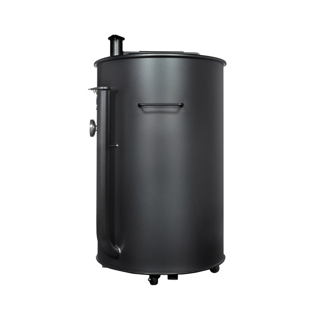 Gateway Drum Smoker 55 Gallon Charcoal BBQ Smoker in matte charcoal with precision air control and temperature gauge