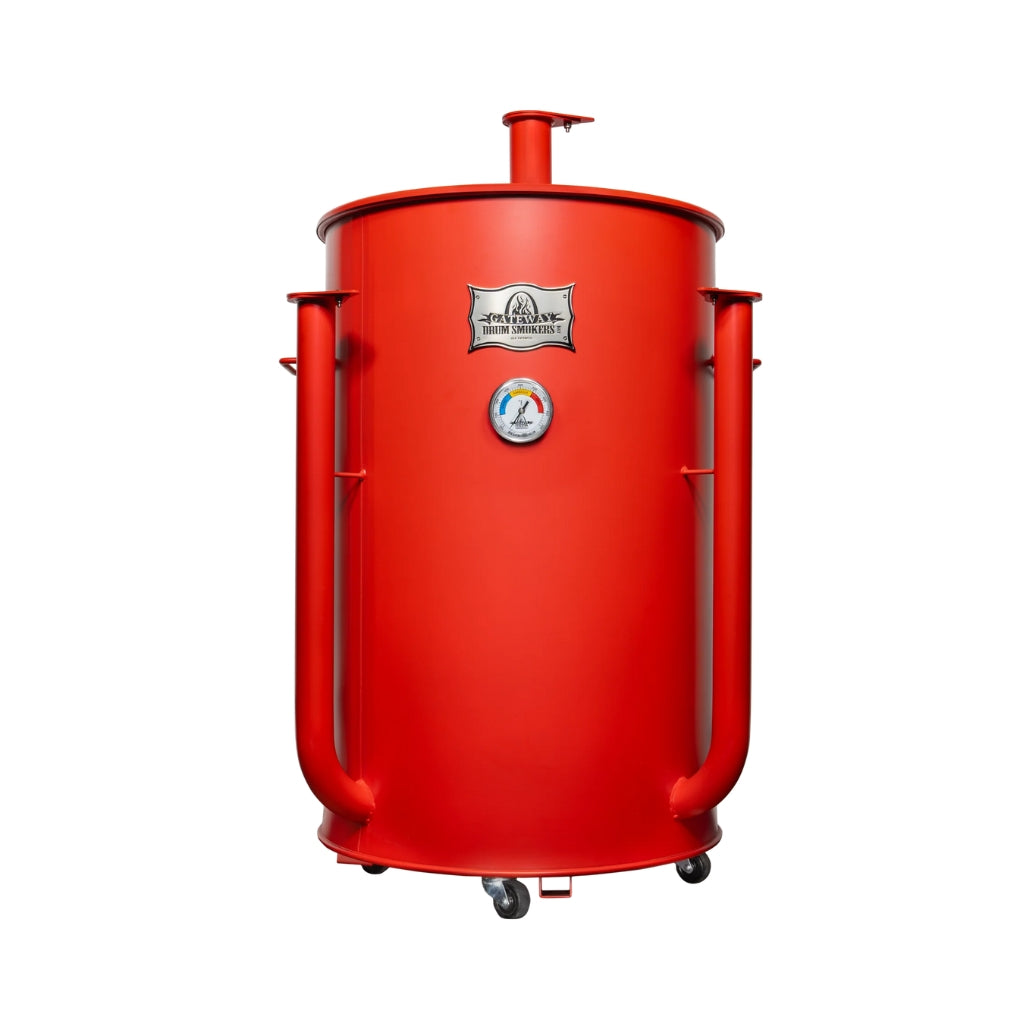 Gateway Drum Smoker & Grills 55-Gallon Charcoal BBQ Smoker & Grill 559FR in Matte Red, high-performance outdoor cooking