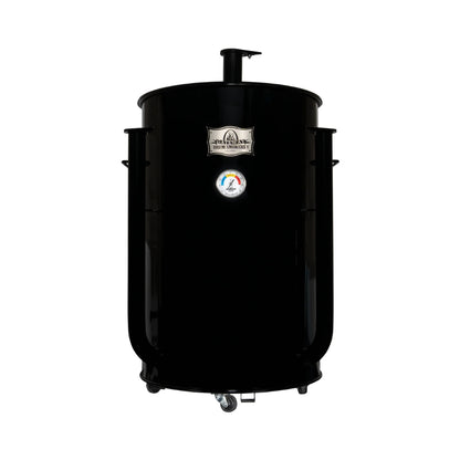 Gateway Drum Smokers Sizzle Edition 55 Gallon Black Charcoal BBQ Smoker with Three Cooking Levels and Precision Dial Thermometer