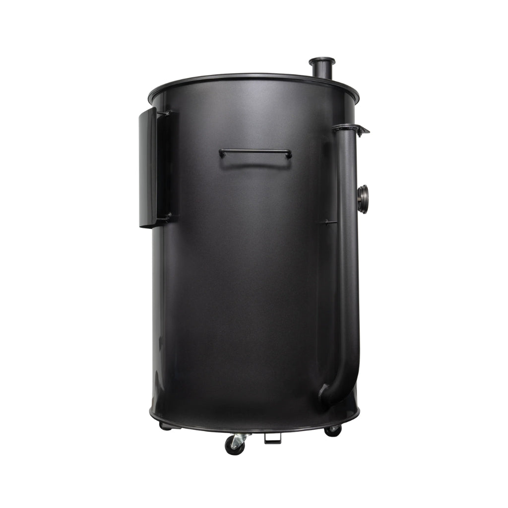 Gateway Drum Smokers Sizzle Edition 55 Gallon Charcoal BBQ Smoker with three cooking levels and custom dial thermometer