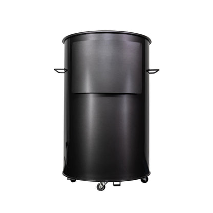 Gateway Drum Smokers Sizzle Edition 55 Gallon Charcoal BBQ Smoker with three cooking levels and custom dial thermometer