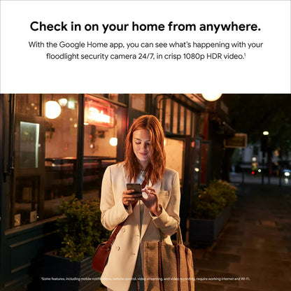 Google Nest Cam with Floodlight Pro, Outdoor Wired Smart Security Camera, Snow GA02942-US_