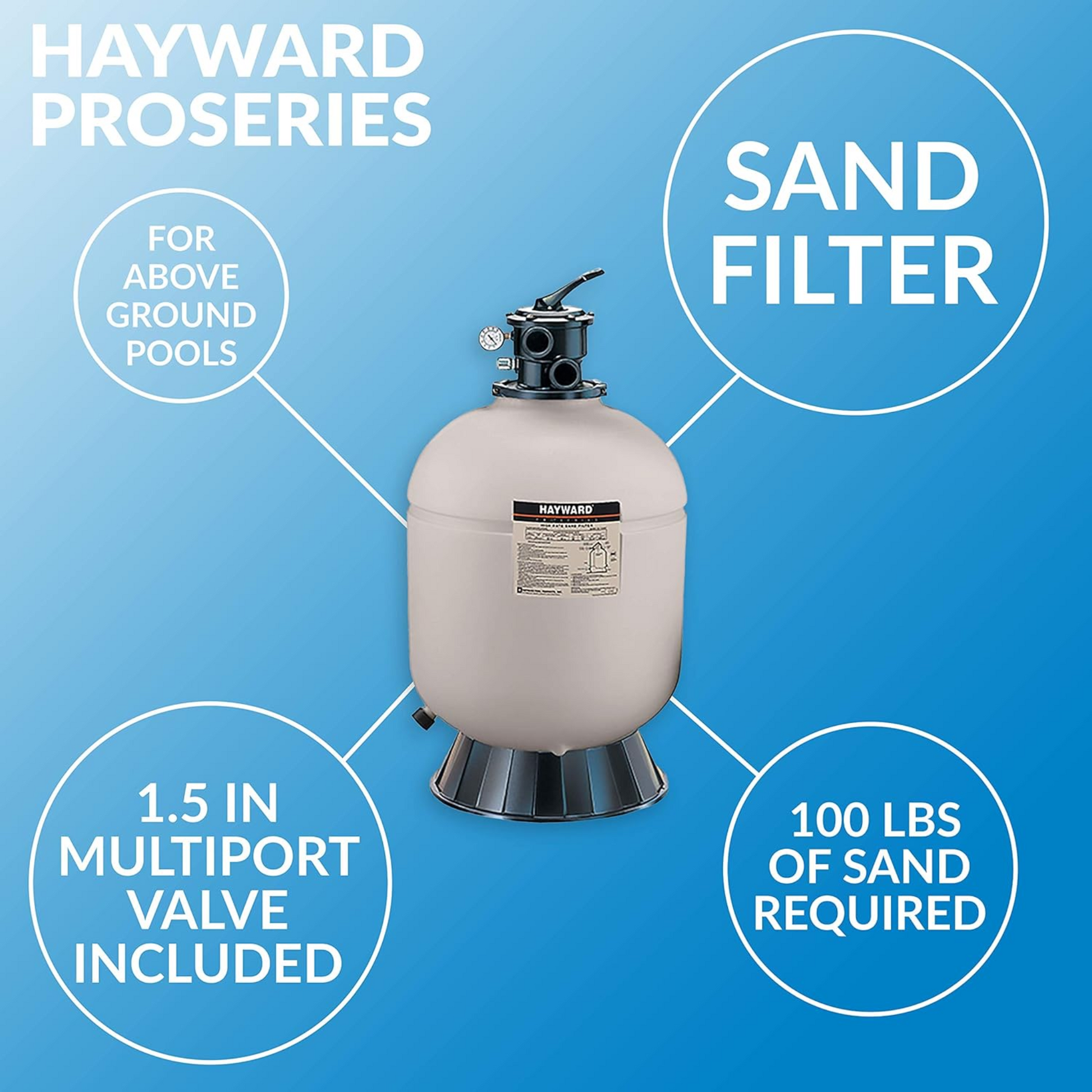 Hayward ProSeries 16" Top-Mount valve Pool Filter W3S166T