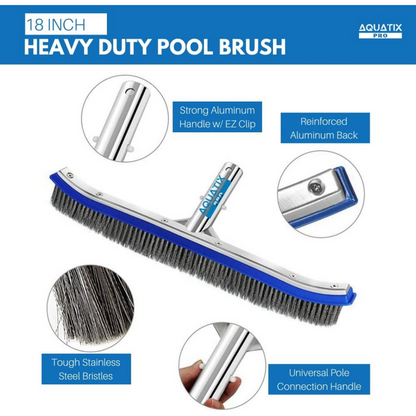 Jed Pool JED70262 18-Inch Aluminum Backed Wall Swimming Pool Brush