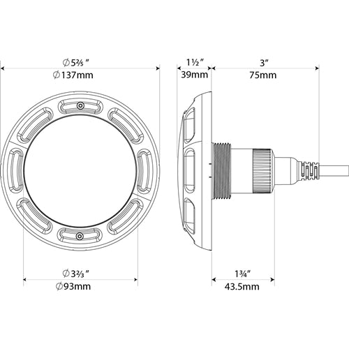 PAL Lighting EvenGlow Cool White Nicheless Pool Light with 80ft cable, energy-efficient LED for pools.