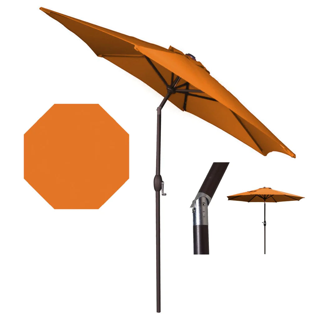 Patio Outdoor Backyard Panama Jack  9ft Diameter Aluminum Crank Umbrella Orange Fabric PJO-6001-ORG