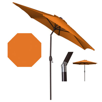 Patio Outdoor Backyard Panama Jack  9ft Diameter Aluminum Crank Umbrella Orange Fabric PJO-6001-ORG