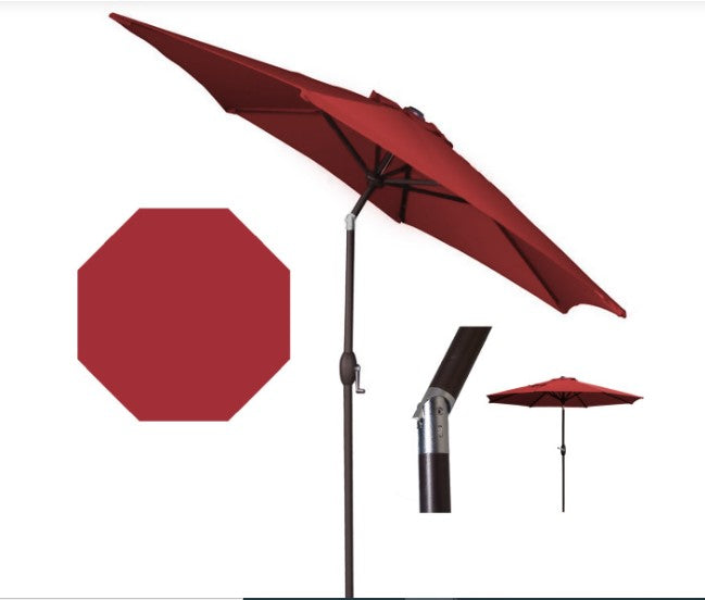 Outdoor Patio Backyard Panama Jack  9ft Diameter Aluminum Crank Umbrella Red Fabric PJO-6001-RED