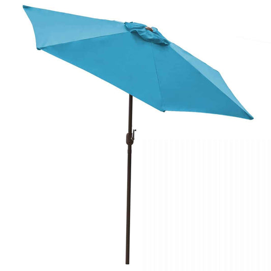 Patio Outdoor Backyard Panama Jack  9ft Diameter Aluminum Crank Umbrella Teal Fabric PJO-6001-TEAL