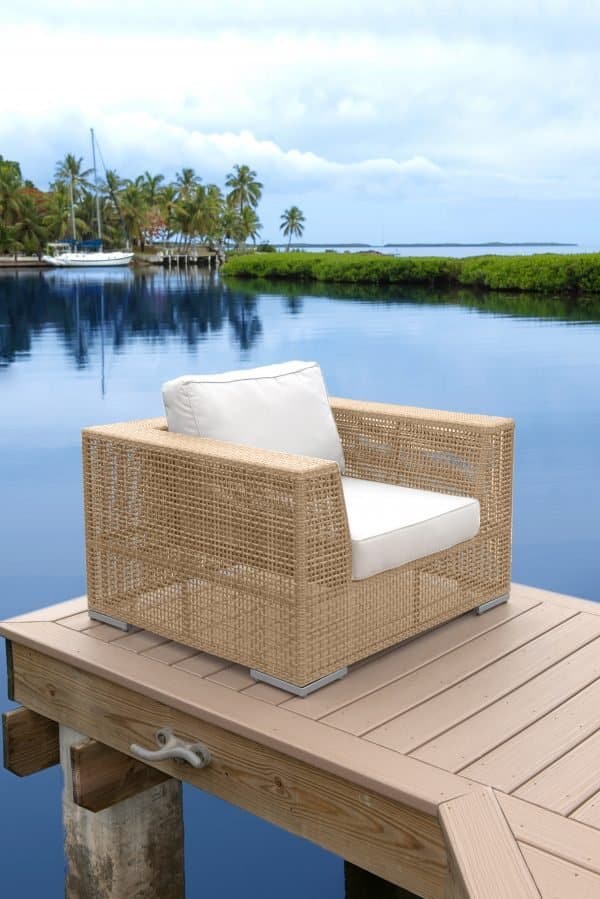 Panama Jack Austin Collection 5 Piece Seating Set with Outdoor Off-White Fabric | PJO-3801-NAT-5Piece