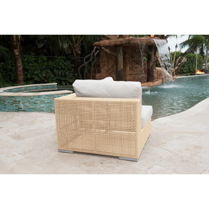 Panama Jack Austin Collection Corner Chair with Outdoor Off-White Fabric | PJO-3801-NAT-C
