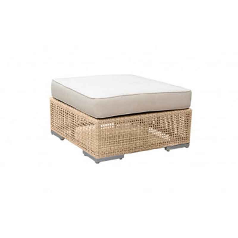 Panama Jack Austin Collection Ottoman with Outdoor Off-White Fabric | PJO-3801-NAT-O