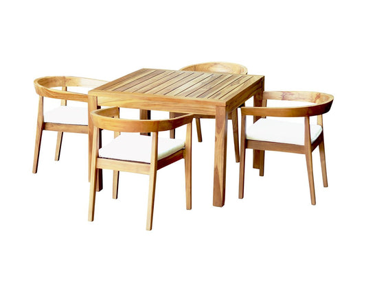 Panama Jack Bali Teak Collection 5 Piece Dining Set with Outdoor Beige Fabric PJO-3601-NAT-5DA