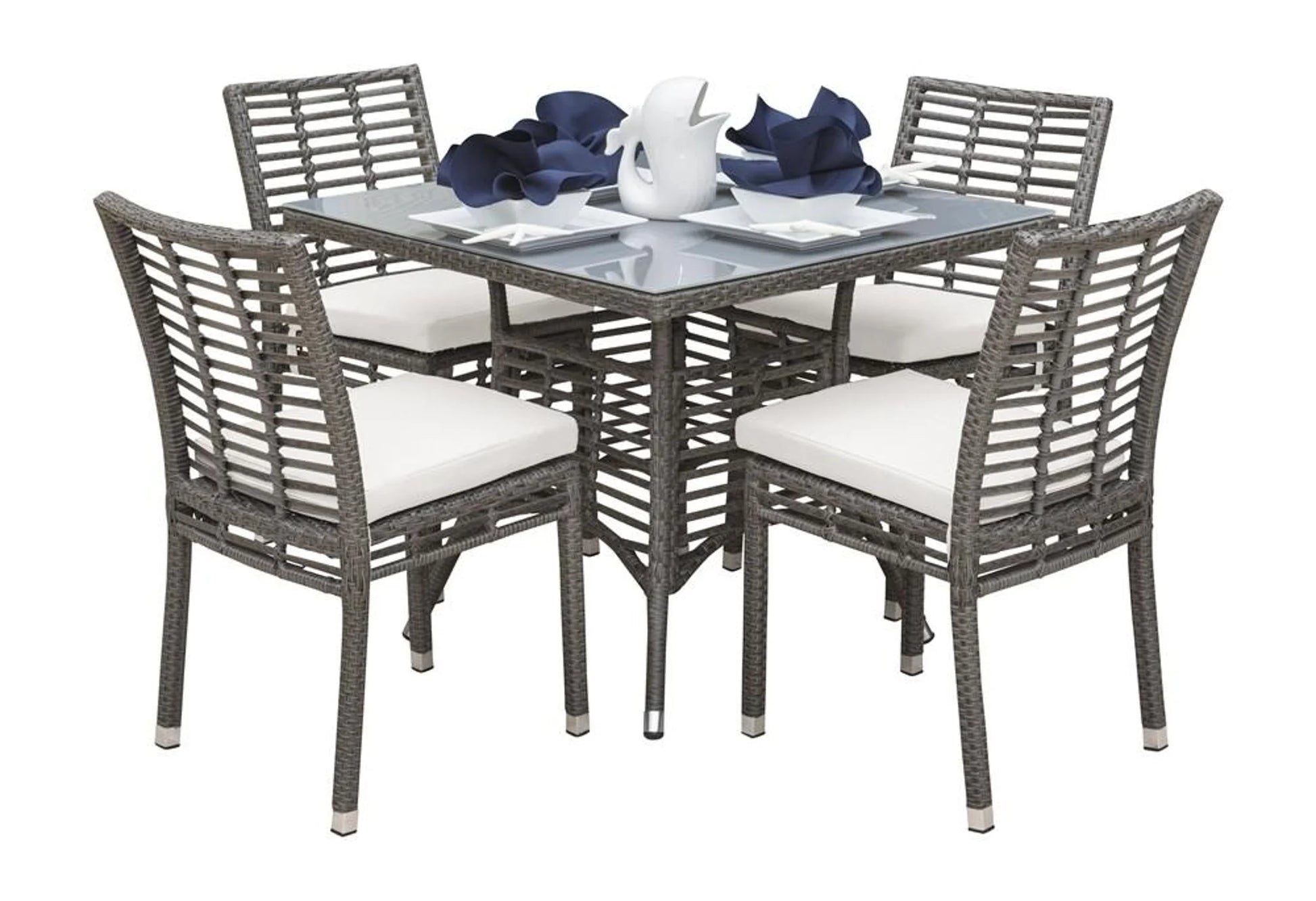 Patio Furniture Outdoor Dining Panama Jack Graphite Collection 5 Piece Side Chair Dining Set PJO-1601-GRY-5DA