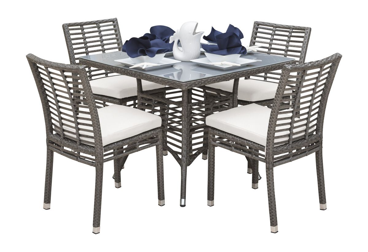 Patio Furniture Outdoor Furniture Panama Jack Graphite Collection 5 Piece Side Chair Dining Set | PJO-1601-GRY-5DS