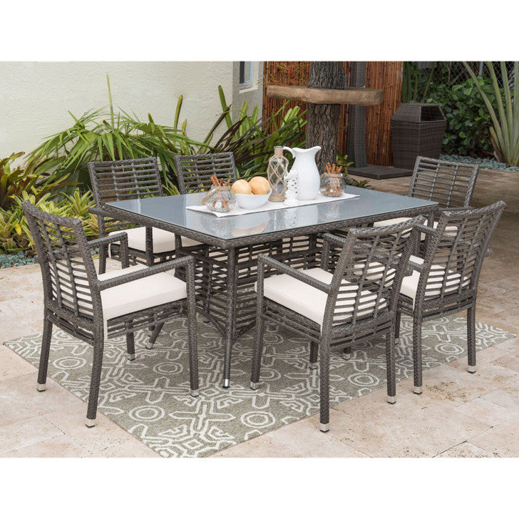 Panama Jack Graphite Collection 7 Piece Rectangular Dining Set | PFO-1601-GRY-7DA