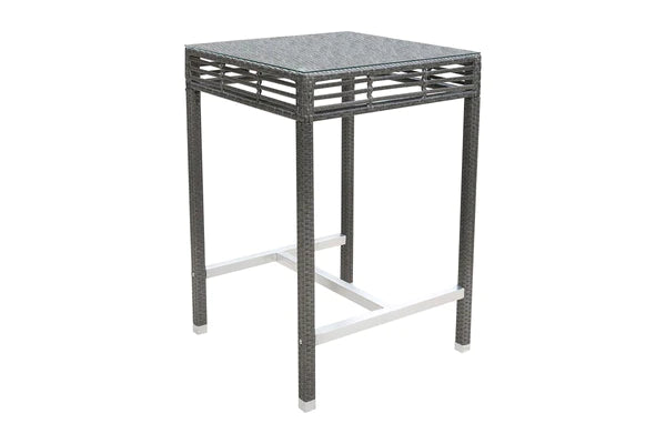 Panama Jack Graphite Collection Square Pub Table  with Clear Tempered Glass 36 x 36 x 43 | PJO-1601-GRY-PT