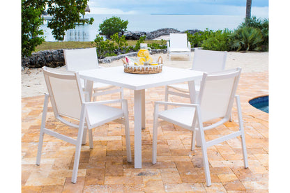 Outdoor Patio Furniture Set Panama Jack Mykonos Collection 5 Piece Side Chair Dining Set PJO-2401-WHT-5DA