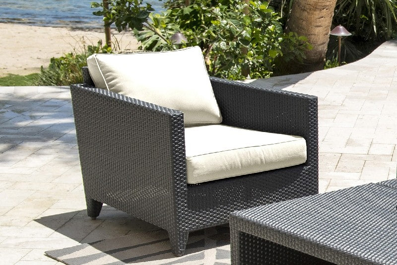 Panama Jack Onyx Collection 4 Piece Seating Set with Outdoor Off-White Fabric | PJO-1901-BLK-4PL