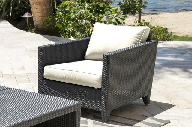 Panama Jack Onyx Collection 5 Piece Seating Set with Outdoor Off-White Fabric | PJO-1901-BLK-5PS