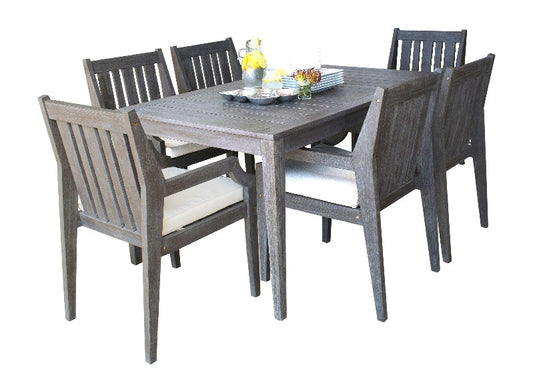 Outdoor Dining Set Patio Furniture Set Panama Jack Poolside Collection 7 Piece Rectangular Dining Set PJO-2701-GRY-7DA