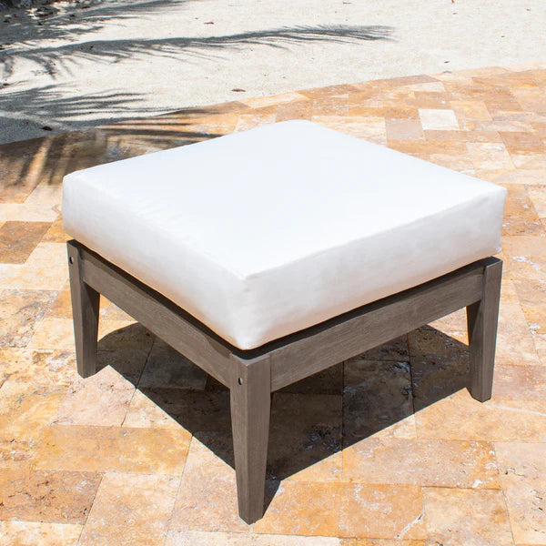 Panama Jack Poolside Collection Ottoman with Outdoor Off-White Fabric  | PJO-2701-GRY-OT