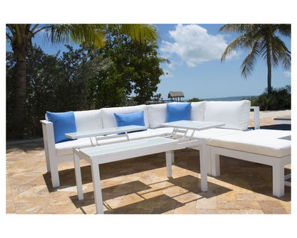 Panama Jack Sandcastle Collection 5 Piece Sectional Set with Outdoor Off-White Fabric | PJO-2601-WHT-SET