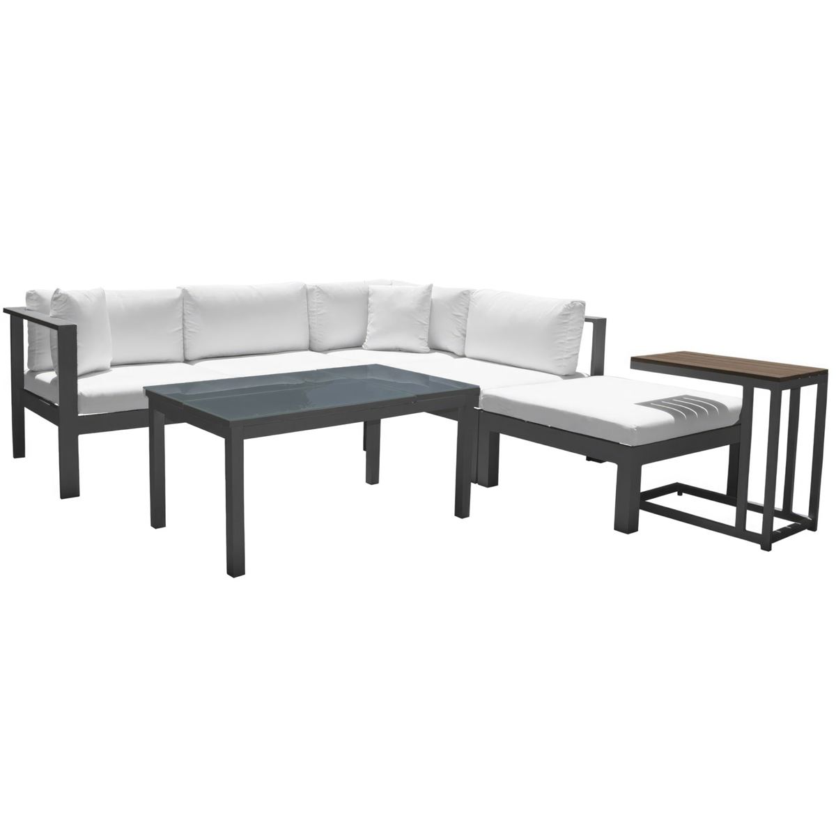 Outdoor Furniture Set Patio Furniture Set Panama Jack Sandcastle Collection 5 Piece Sectional Set with Outdoor Off-White Fabric PJO-2601-GRY-SET