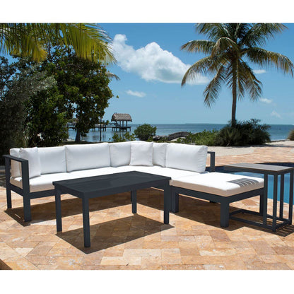 Outdoor Furniture Set Patio Furniture Set Panama Jack Sandcastle Collection 5 Piece Sectional Set with Outdoor Off-White Fabric PJO-2601-GRY-SET