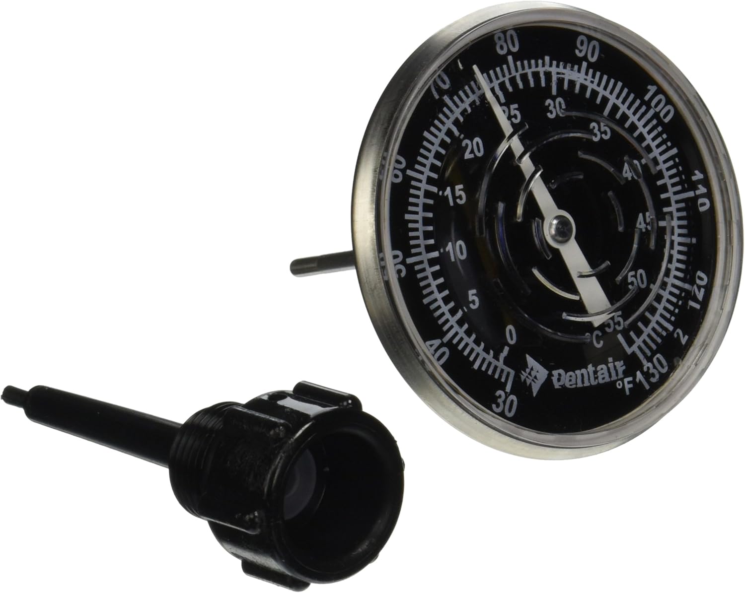 Durable Pentair 30130 Inline Thermometer with nylon well for pool applications

