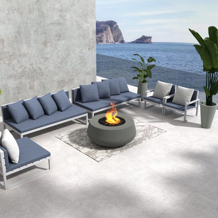 Prism Hardscapes Dune 42-Inch Concrete Round Outdoor Fire Pit Bowl 