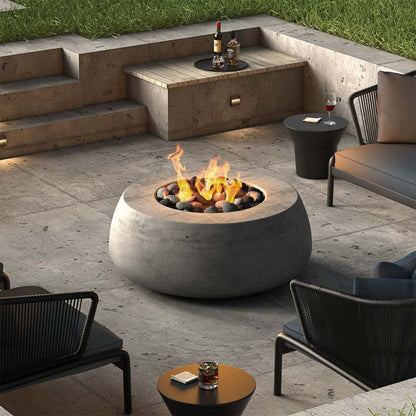 Prism Hardscapes Dune 42-Inch Concrete Round Outdoor Fire Pit Bowl 