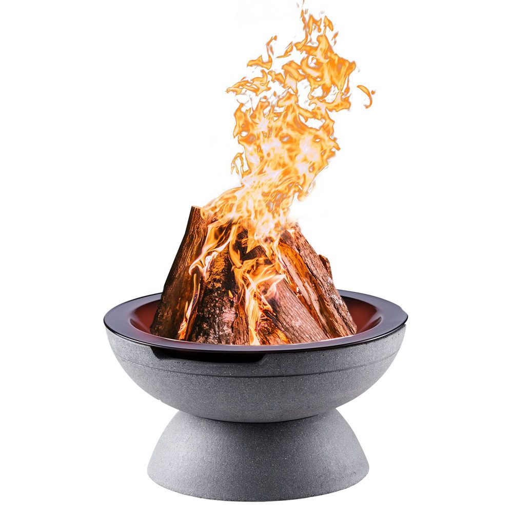 Patio Fire Pit Prism Hardscapes Falo 21-Inch Concrete Round Wood Burning Outdoor Fire Pit Bowl Pebble Beach