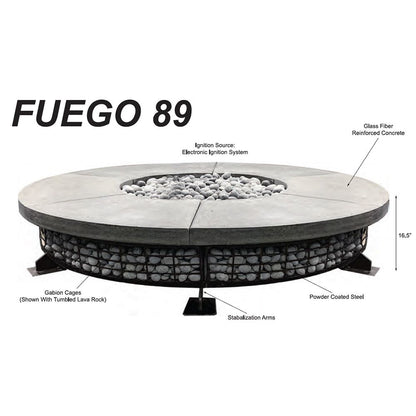 Patio Fire Pit Prism Hardscapes Fuego 89-Inch Concrete