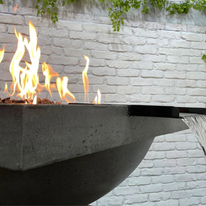 {atio Fire Bowl Prism Hardscapes Ibiza 29-Inch Concrete Round Outdoor Fire Pit Bowl - Match Lit