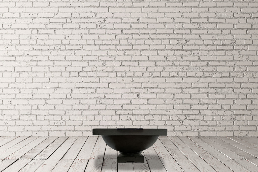 {atio Fire Bowl Prism Hardscapes Ibiza 29-Inch Concrete Round Outdoor Fire Pit Bowl - Match Lit