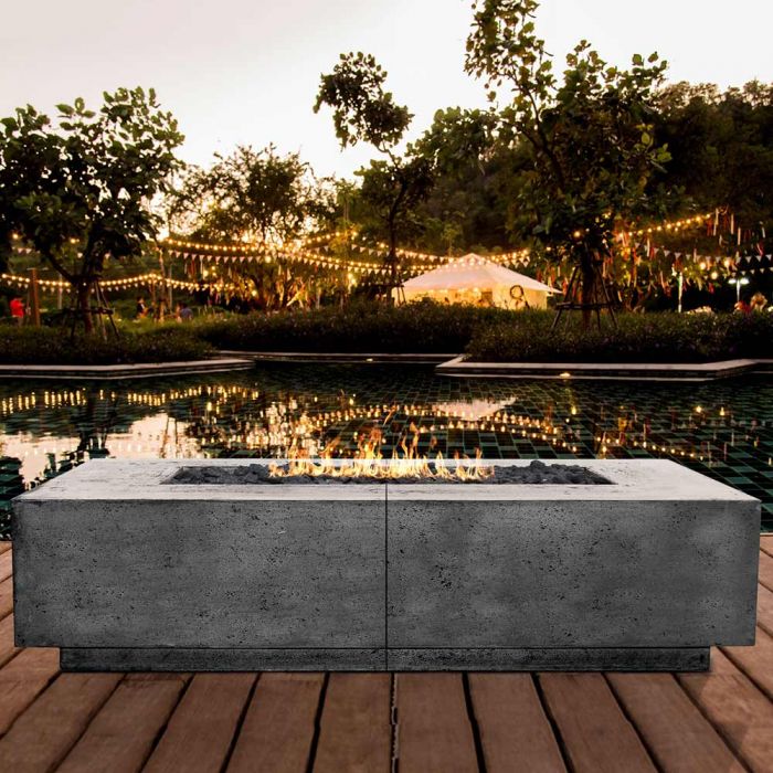 Backyard Fire Pit Hardscapes Largo 72-Inch Concrete Square Outdoor Fire Pit Table