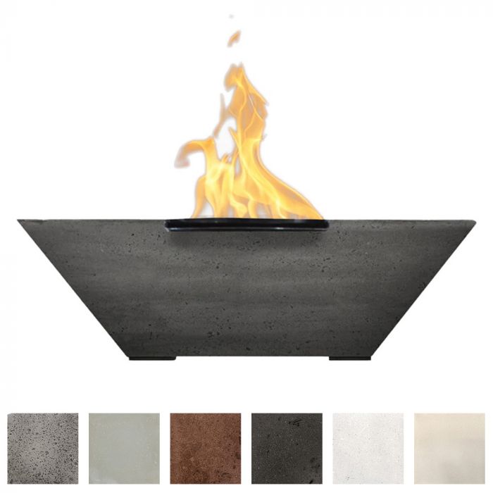 Prism Hardscapes Lombard 29-Inch Concrete Square Outdoor Fire Pit Bowl - Electronic Igniter