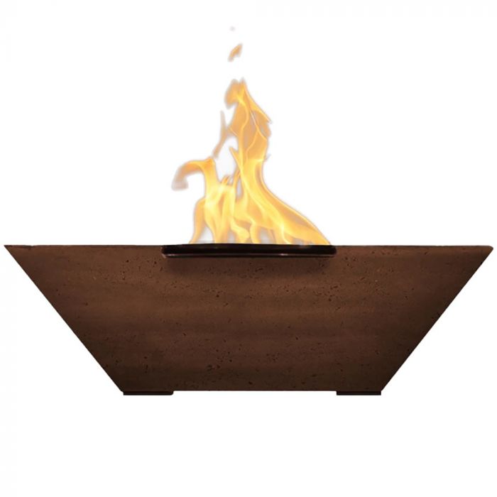 Prism Hardscapes Lombard 29-Inch Concrete Square Outdoor Fire Pit Bowl - Electronic Igniter