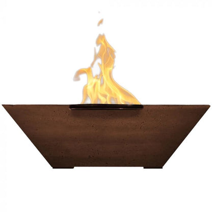 Prism Hardscapes Lombard 29-Inch Concrete Square Outdoor Fire Pit Bowl - Electronic Igniter