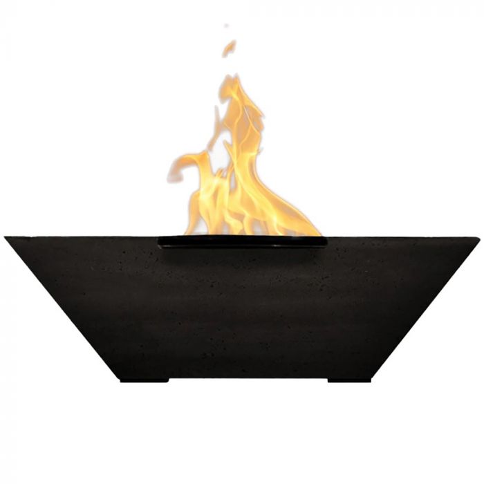 Prism Hardscapes Lombard 29-Inch Concrete Square Outdoor Fire Pit Bowl - Electronic Igniter