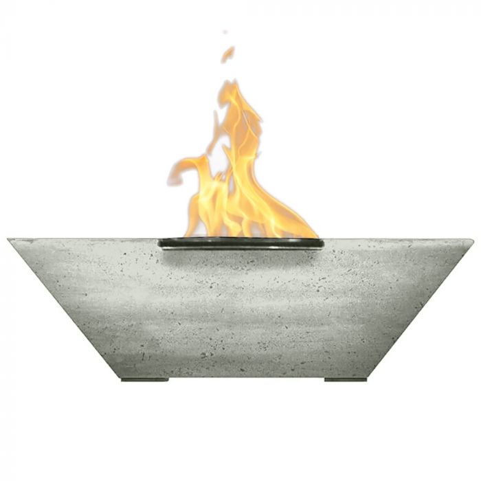 Prism Hardscapes Lombard 29-Inch Concrete Square Outdoor Fire Pit Bowl - Electronic Igniter