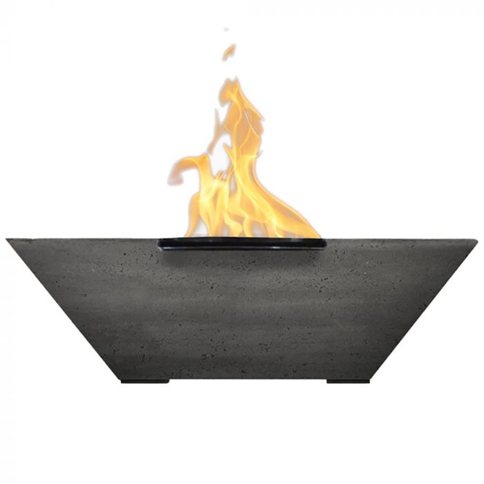 Prism Hardscapes Lombard 29-Inch Concrete Square Outdoor Fire Pit Bowl - Electronic Igniter